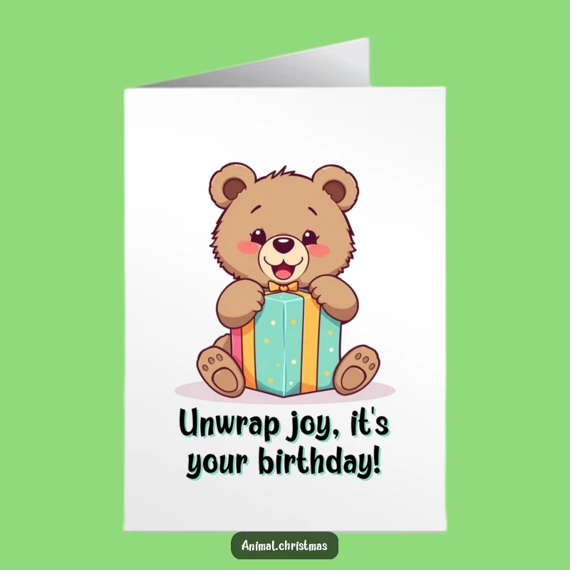 Free Printable Birthday Bear Cub Card: Funny Gift Unwrap Download