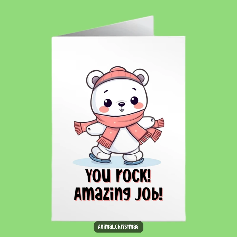 Free Printable Congrats Card: Funny Polar Bear Ice Skating DIY Downloadable