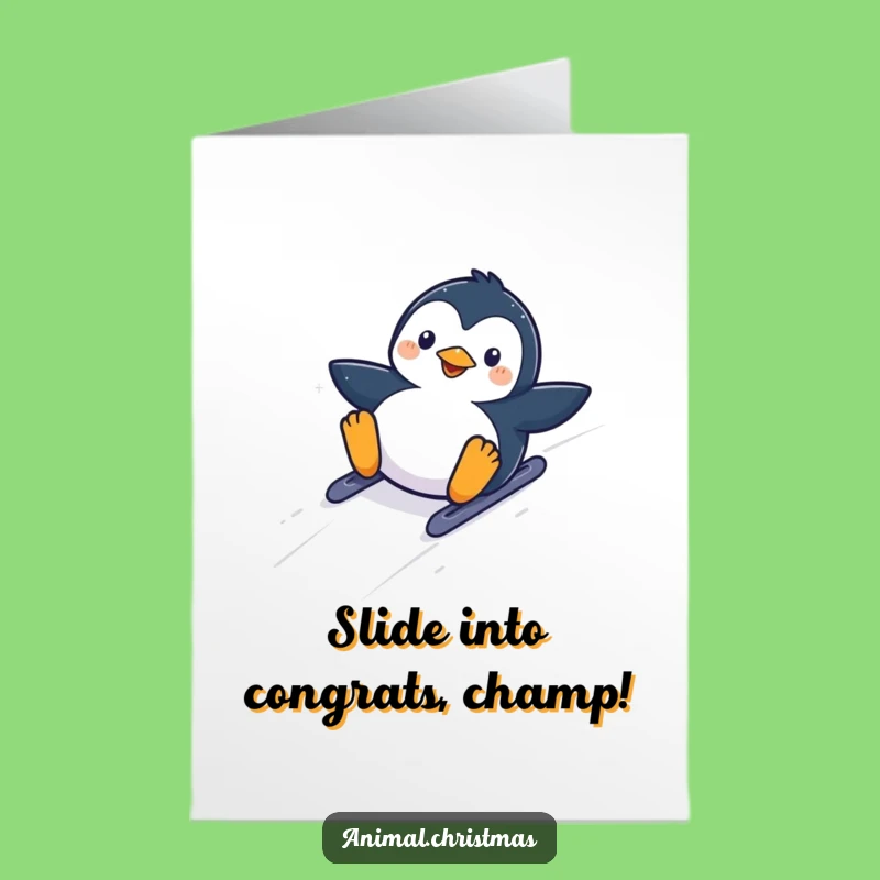 Free Printable Congrats Card: Kawaii Penguin Slides To Victory!