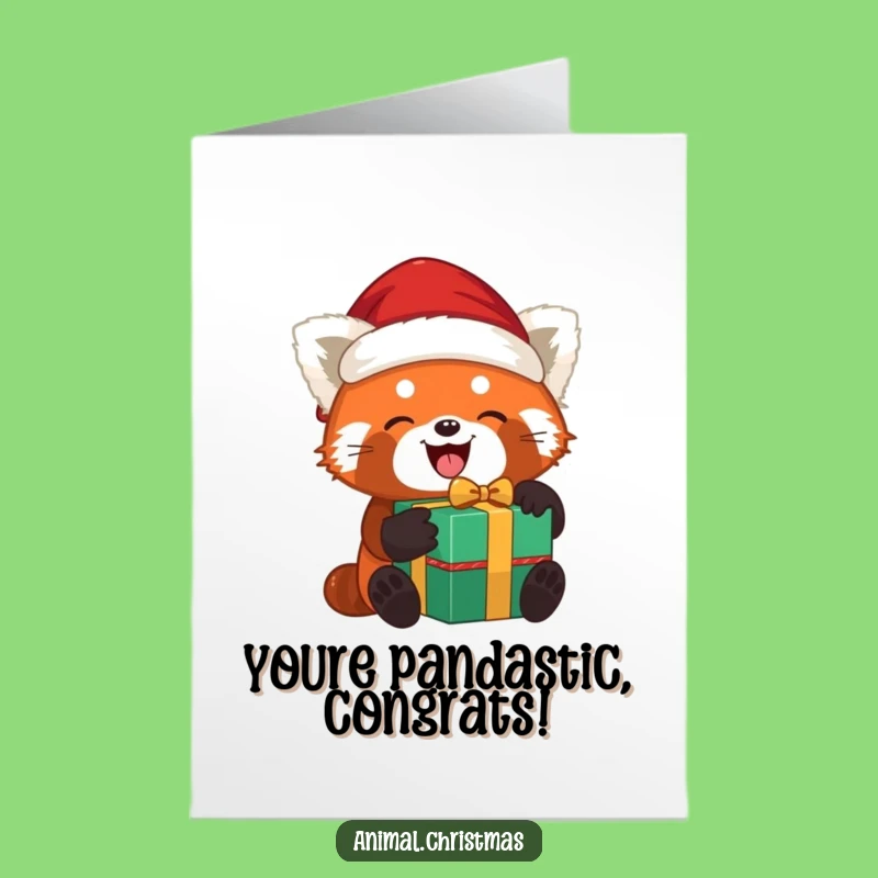 Free Printable Congrats Card: Red Panda Shares Gifts - Downloadable Gift for Wins