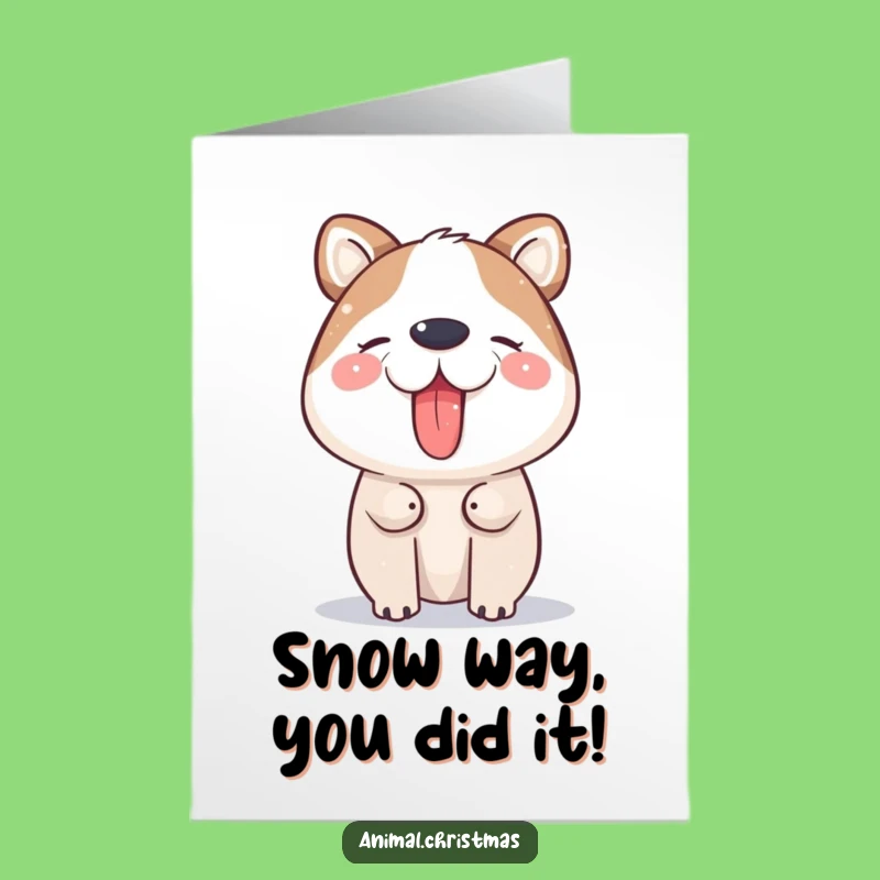 Free Printable Congrats Card: Snow-Catching Animal, Sweet Victory Gift