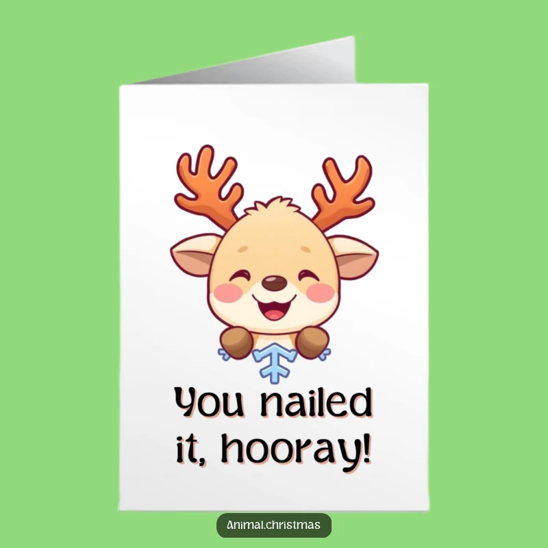 Free Printable Congrats Card: Whimsical Antler Animal Snow Greeting