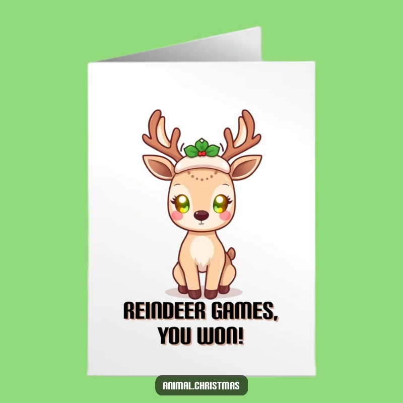 Free Printable Kawaii Deer Congrats Card: Glowing Eyes for Holiday Cheer Download