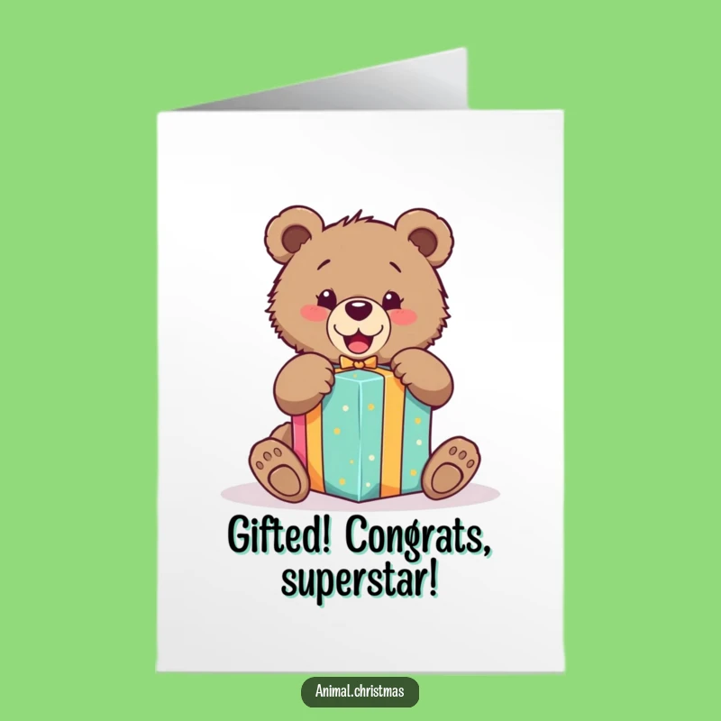 Free Printable Bear Cub Card: Funny Gift Unwrap Congratulations
