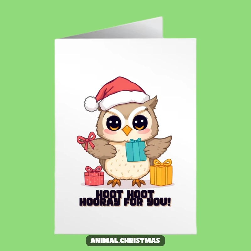 Funny Free Printable Congrats Card: Owl Santa Delivering Gifts, Your DIY Downloadable Gift