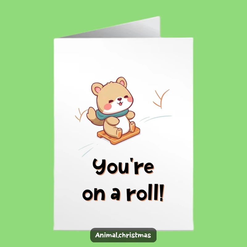 Free Printable Funny Congrats Card: Animal Sledding Celebration Download
