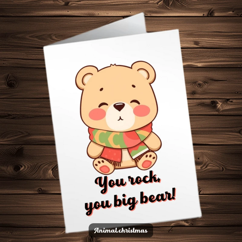 Cute free printable congratulations card with a bear in a scarf sending a kiss to celebrate a wonderful achievement.