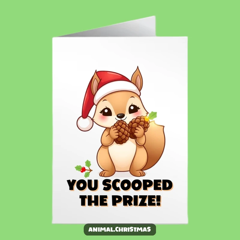 Free Printable Congrats Card: Santa Squirrel, Glowing Pinecone, Funny Downloadable Art for Shining Achievements!