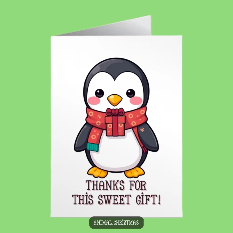 Free Printable Adorable Penguin Thank You Card: Festive Gift Downloadable Gift