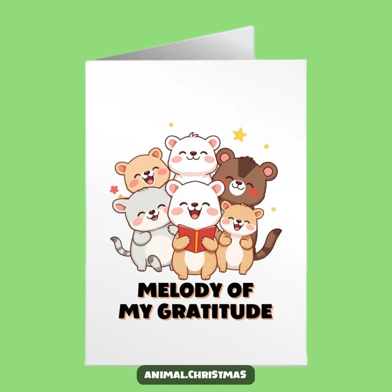 Free Printable Funny Thank You Card: Caroling Animals Express Gratitude Download
