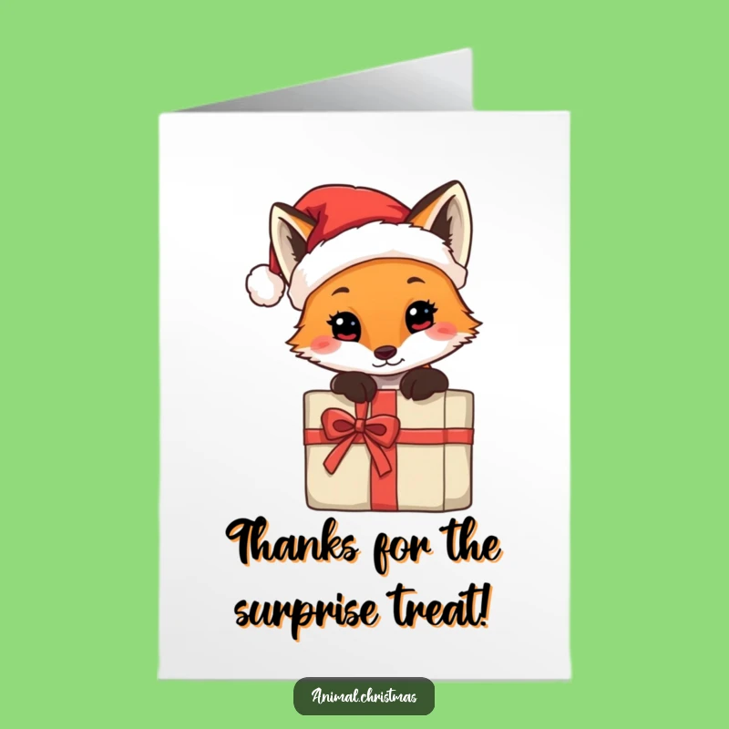 Free Printable SLY Fox Thank You Card: Santa Hat Peek Downloadable Gift