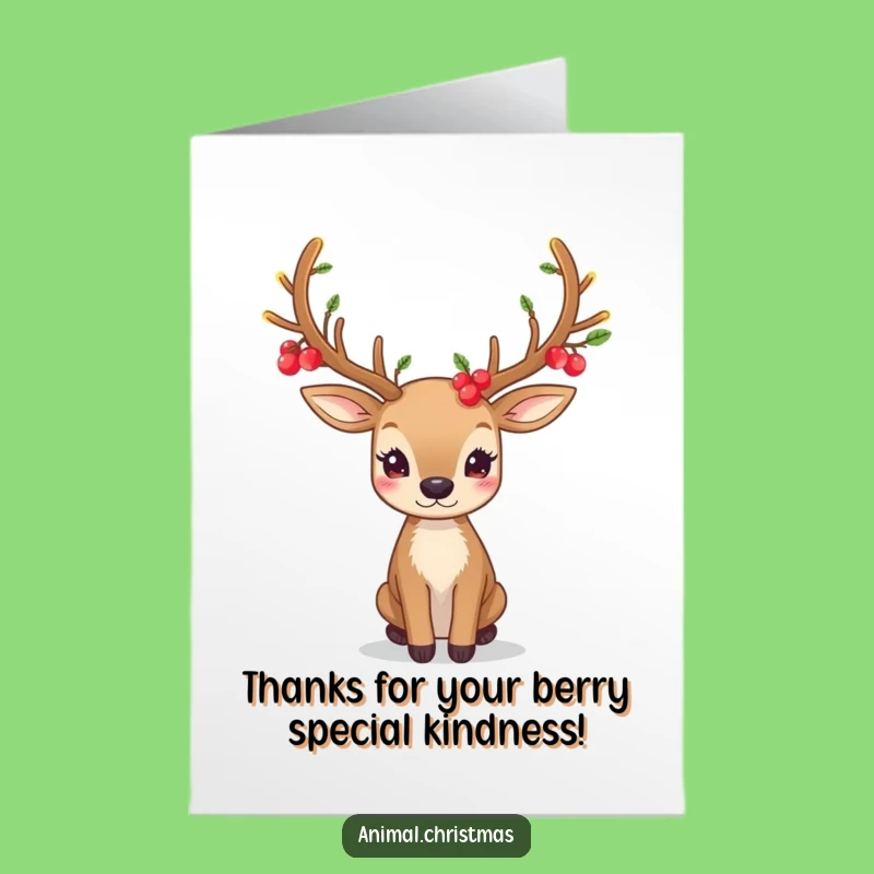 Free Printable Thank You Card: Festive Deer with Glowing Antlers, Download