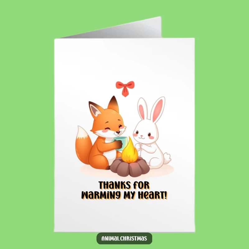 Free Printable Thank You Card: Fox Rabbit Fireside Gratitude - Cozy Download