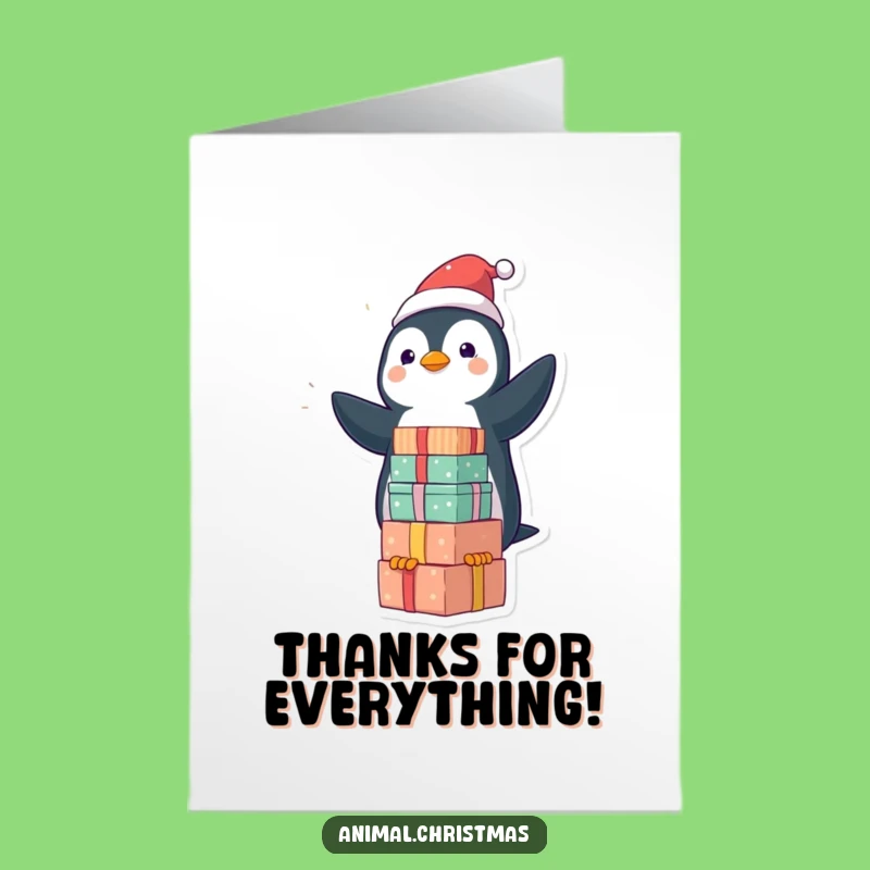 Free Printable Thank You Card: Funny Penguin Balancing Gifts DIY Downloadable
