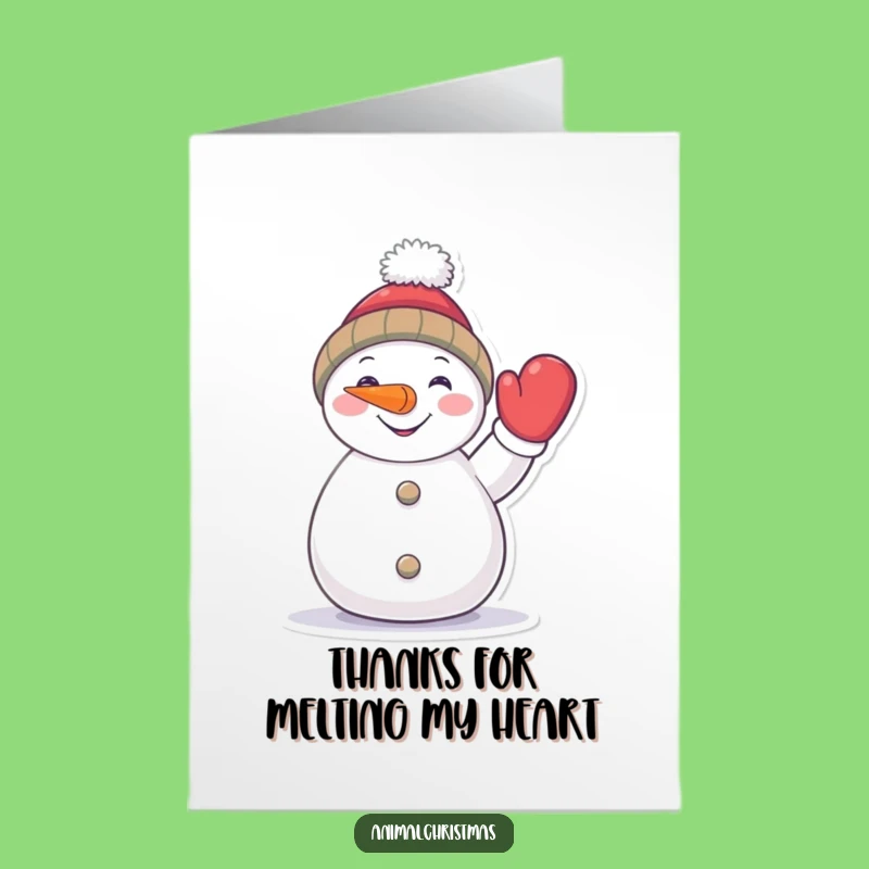 Free Printable Thank You Card: Funny Snowman Waving, Cheerful Downloadable Art for Heartfelt Gratitude!