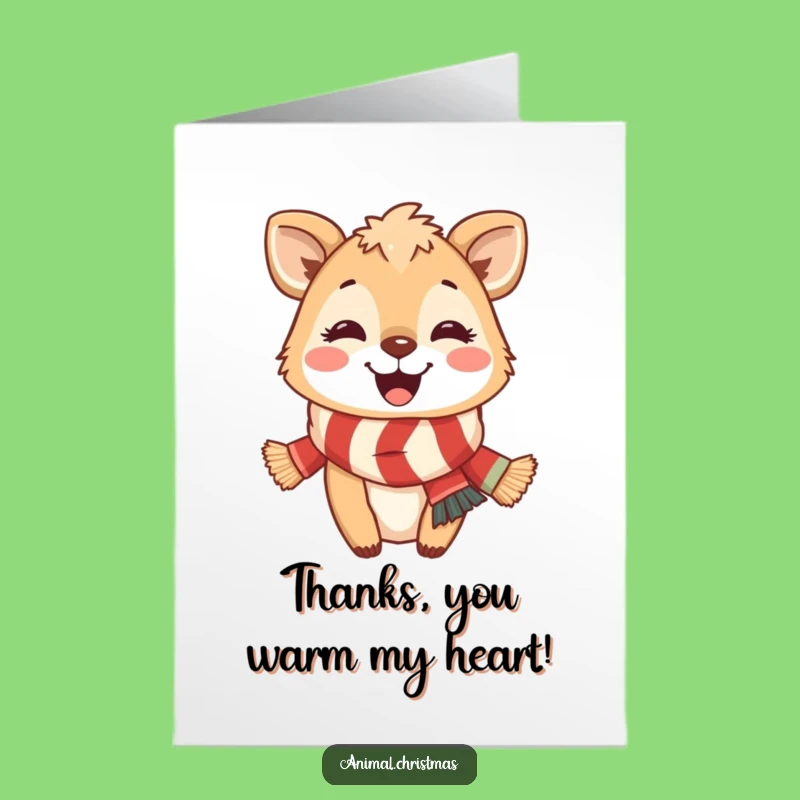 Free Printable Thank You Card: Smiling Scarf Animal, Grateful LOL Downloadable Gift