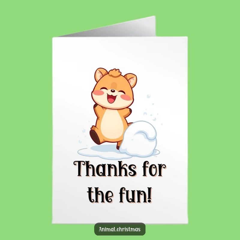 Free Printable Thank You Card: Snow Kicking Animal, Grateful Joyful Gift
