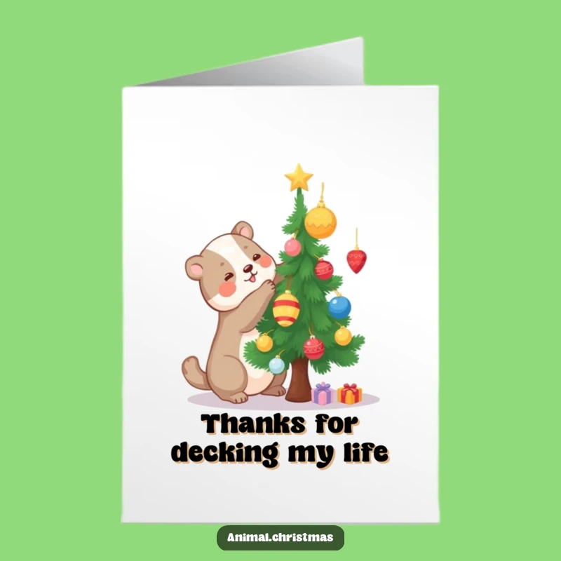 Free Printable Thank You Card: Animal Decorating Tree for Your Gratitude