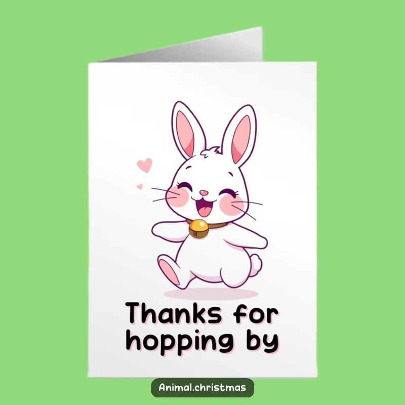 Free Printable Thank You Card: Bouncing Bunny, Jingle Bells, DIY Downloadable Gift