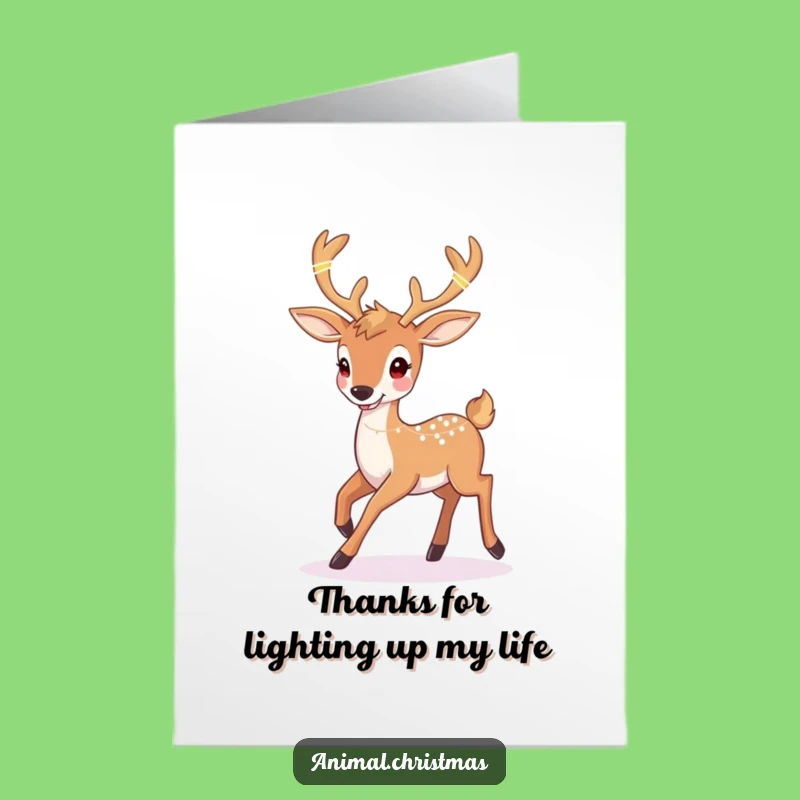 Free Printable Thank You Card: Deer Lights Up Thanks - Downloadable Gift of Gratitude