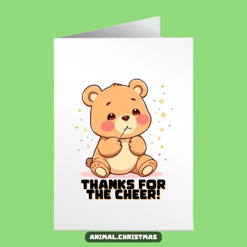 Free Printable Thank You Card: Kawaii Bear with Confetti for a Grateful Download