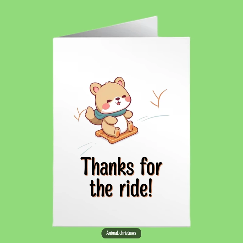 Free Printable Funny Thank You Card: Animal Sledding Fun Gratitude Download