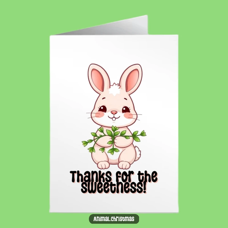 Free Printable Thank You Card: Shy Kawaii Bunny with Mistletoe Downloadable