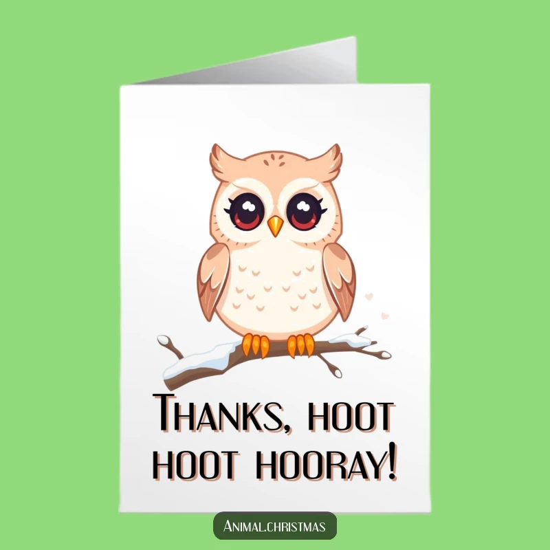 Free Printable Thank You Card: Cute Owl with Twinkling Eyes for a Grateful Downloadable