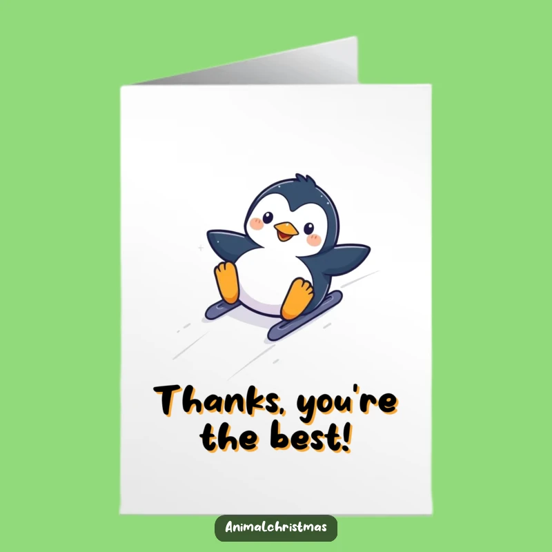 Free Printable Thank You Card: Kawaii Penguin Thanks You With A Slide!