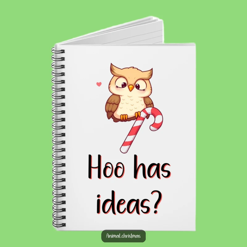 Funny Owl Candy Cane Notebook: Merry Hooting for Jotting Notes