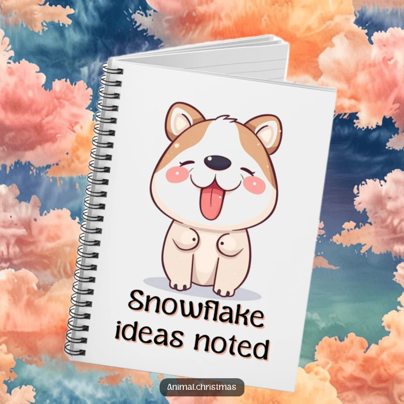 Funny Notebook: An animal happily catches snowflakes on its tongue, perfect for jotting down winter wonderings.