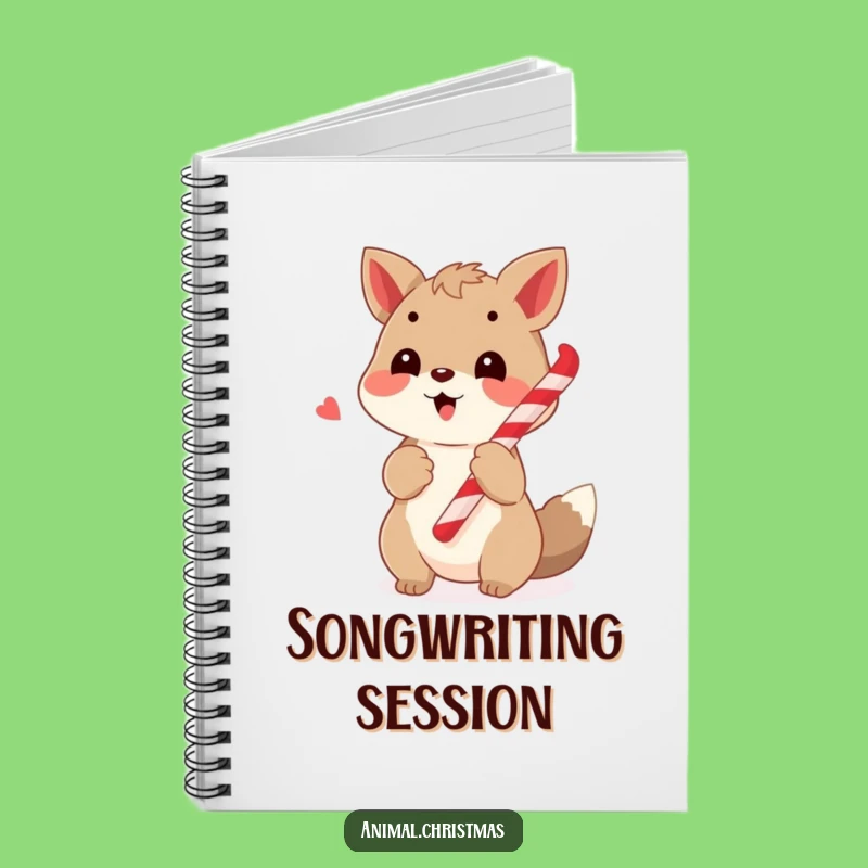 Funny Caroling Animal Candy Cane Notebook, Songwriting Holiday Journal