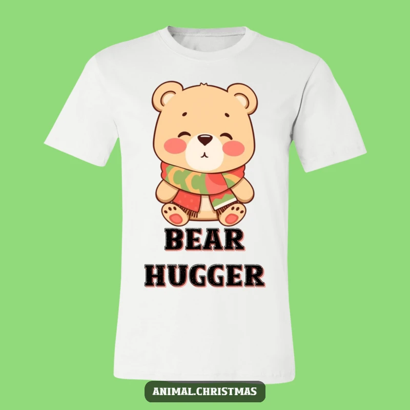 Funny Bear Kiss T-Shirt - Festive Scarf Lovable Hugs Humor Tee Gift
