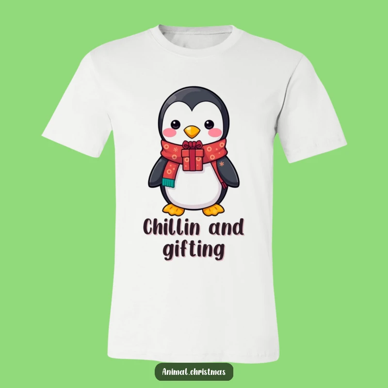 Funny Penguin Scarf T-Shirt - Festive & Cute Christmas Gift Tee