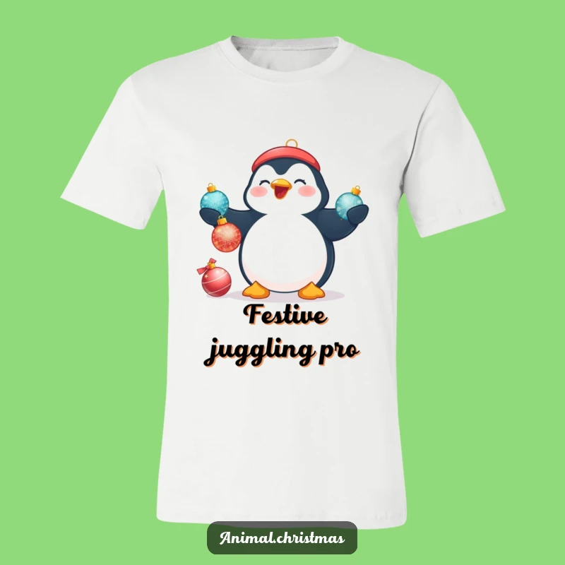 Funny Penguin Juggling T-Shirt - Festive Christmas Character Tee