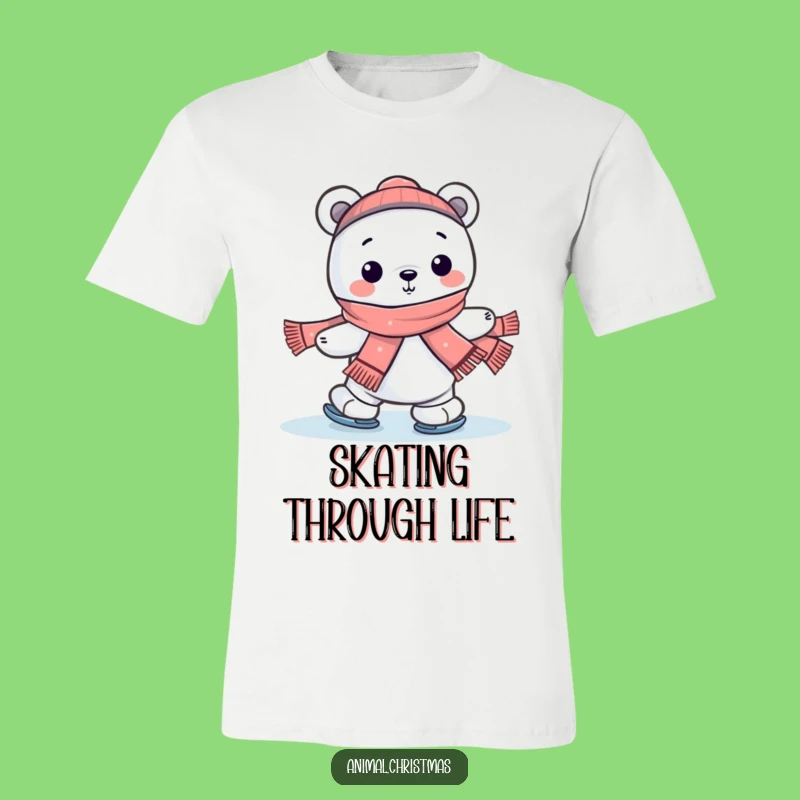 Funny Kawaii Polar Bear T-Shirt: Cheerful Ice Skating Tee for Winter Lovers