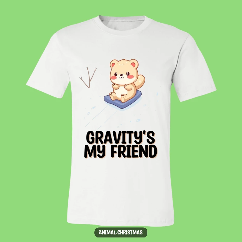 Funny Animal Snow Slide T-Shirt: Comical Winter Adventure Apparel, a Hilarious Gift Idea!