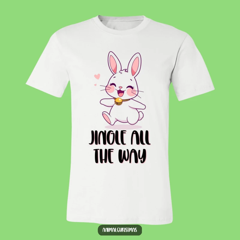 Funny T-Shirt Excited Bunny Jingle Bells Christmas Tee