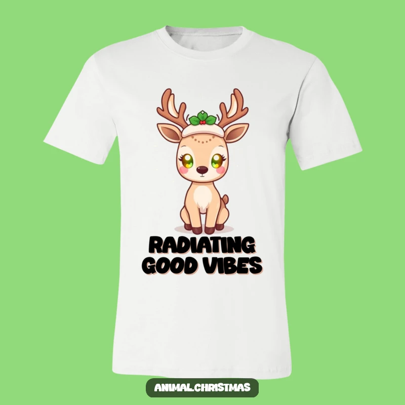 Funny Kawaii Deer T-Shirt: Glowing Eyes, Festive - Best Funny Gift