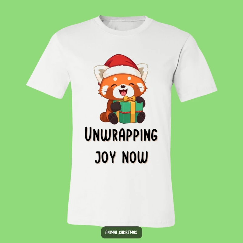 Funny Red Panda Santa T-Shirt: Joyful Unwrapping, Adorable Holiday Gift