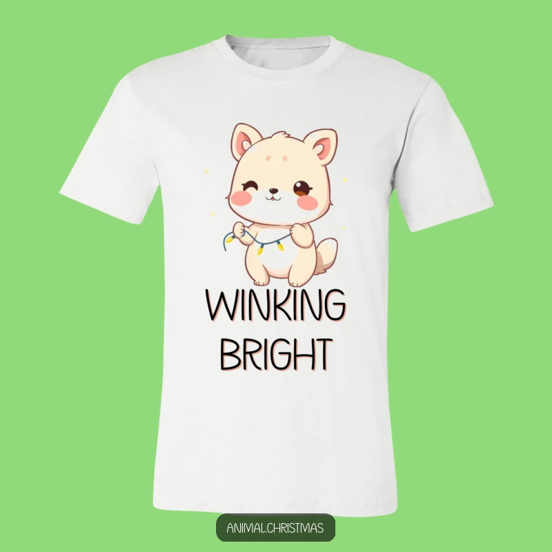 Funny Winking Animal Lights T-Shirt: Deck the Halls with Hilarious Style, a Fun Gift!