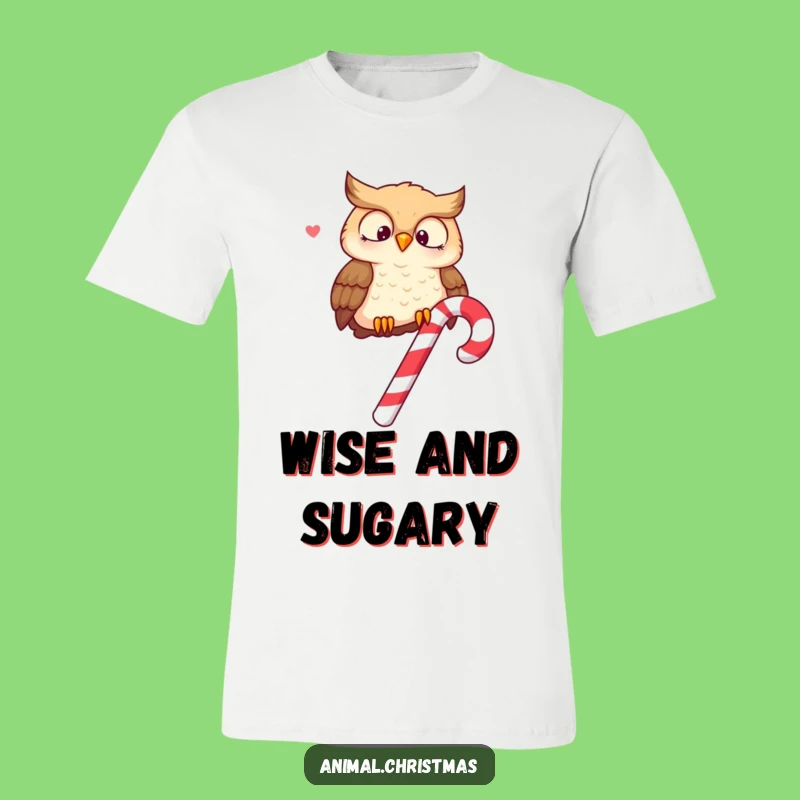 Funny Owl Candy Cane T-Shirt: Merry Hooting Tee, Ideal Funny Gift