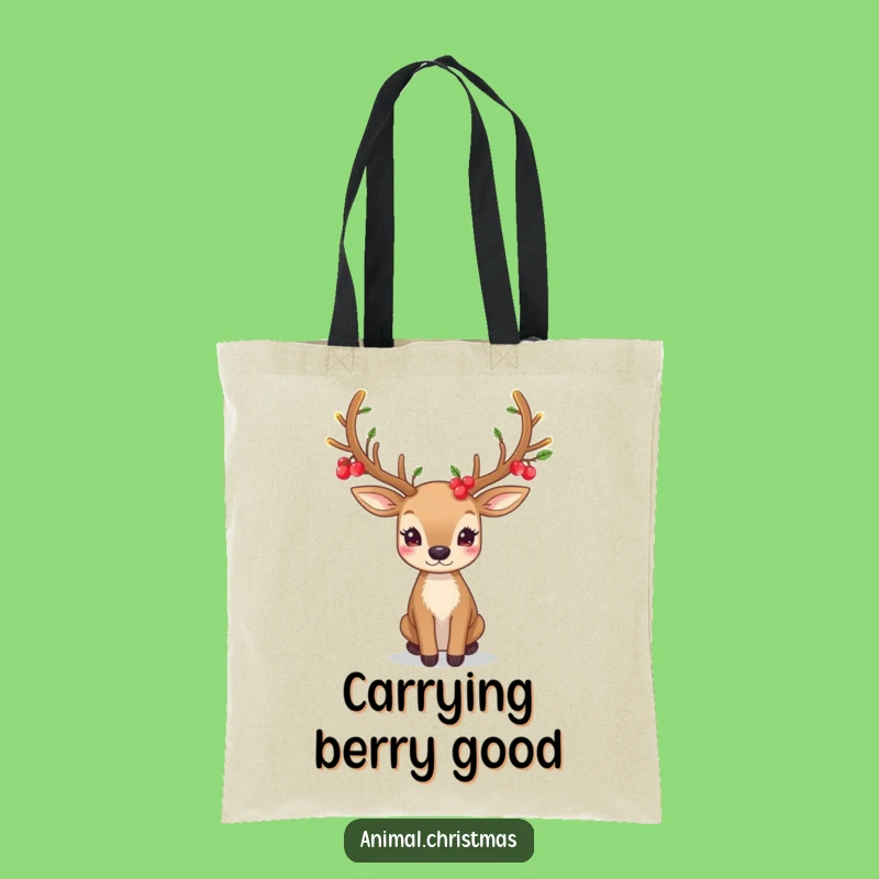 Festive Deer Antlers Tote Bag: Glowing Berries Accessory, Funny Gift