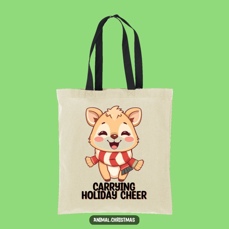 Funny Festive Animal Scarf Tote Bag: Carry Holiday Smiles, a Fun Gift!