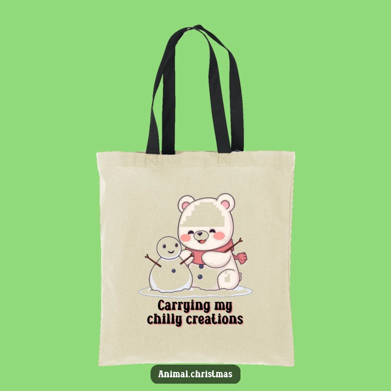 Funny Kawaii Bear Snowman Tote Bag: Carry Your Winter Smiles Anywhere