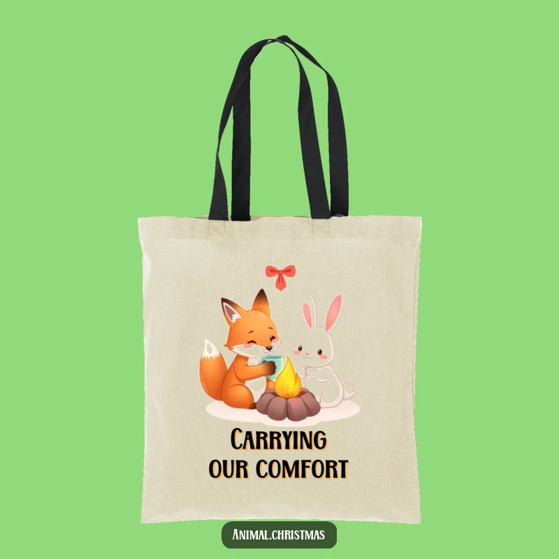 Funny Fox & Rabbit Cozy Tote Bag - Stylish Winter Accessory Gift