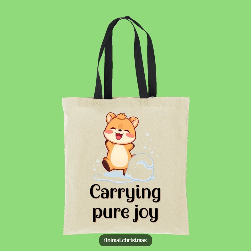 Funny Snow Kicking Animal Tote Bag: Carry Winter Energy, a Fun Gift!