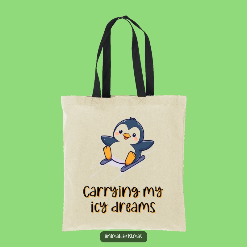 Funny Kawaii Penguin Hill Tote Bag: Carry Your Winter Glee