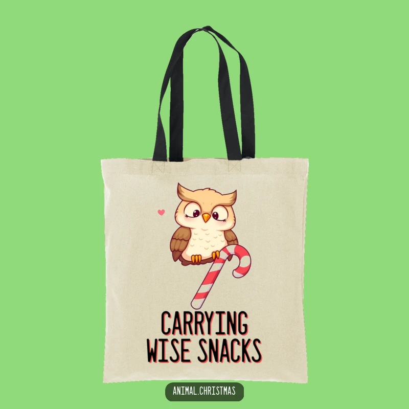 Funny Owl Candy Cane Tote Bag: Merry Hooting Accessory, Funny Gift