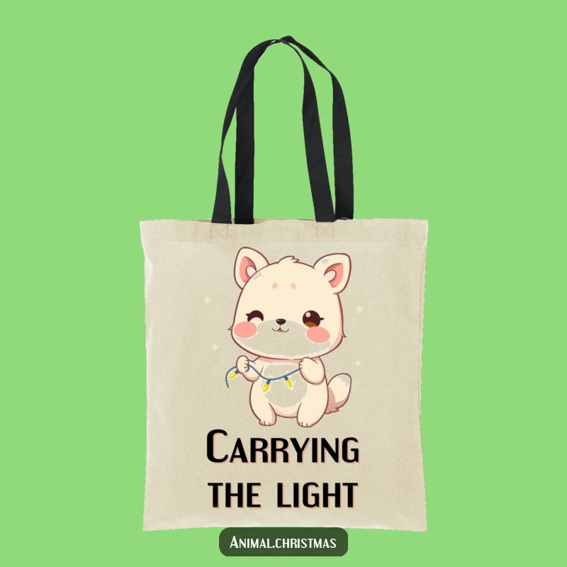 Funny Winking Animal Lights Tote Bag: Carry the Sparkle, a Fun Gift!